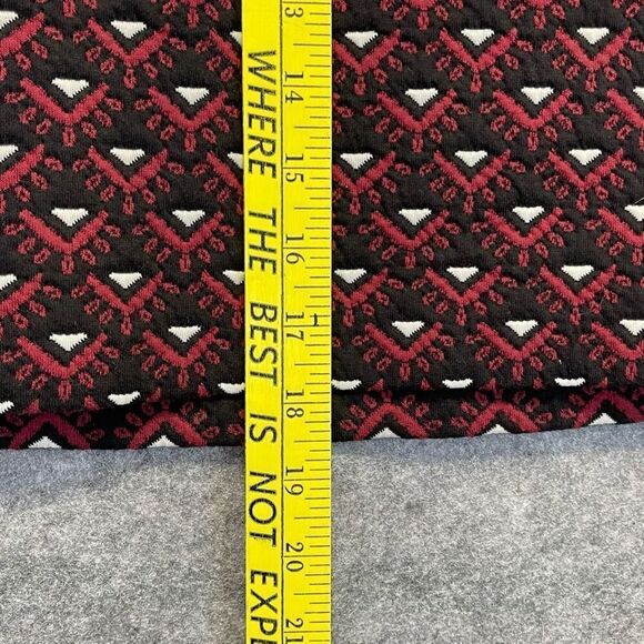 ANN TAYLOR LOFT Mini Skirt Size 4 Black Red A-Line Jacquard Geometric Print - Picture 9 of 14